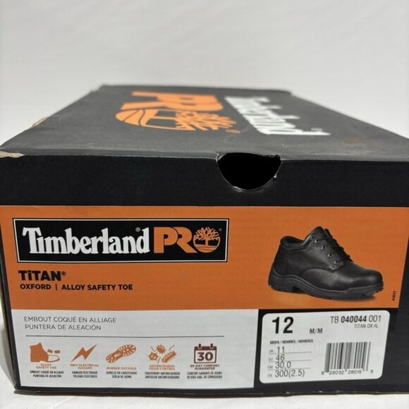 Timberland Pro Men’s Titan Black Leather Oxford, Size 12 M